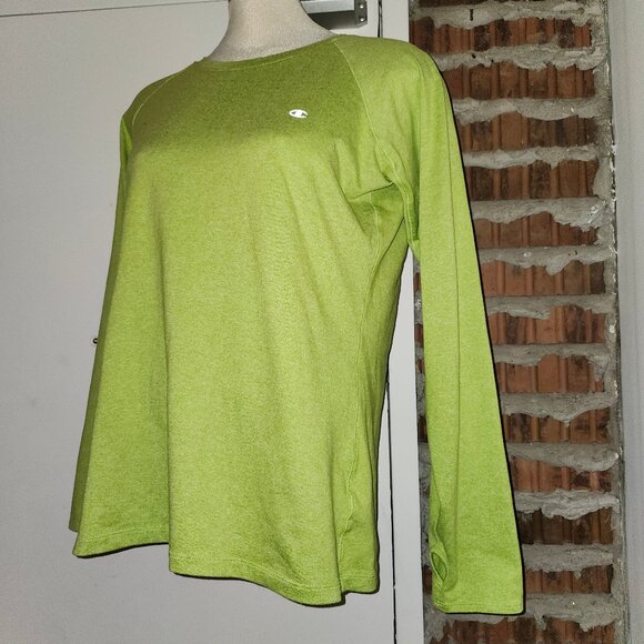 Champion Size XL Long Sleeve T-Shirt Tee Top Thumbholes Lime Green - Picture 2 of 7